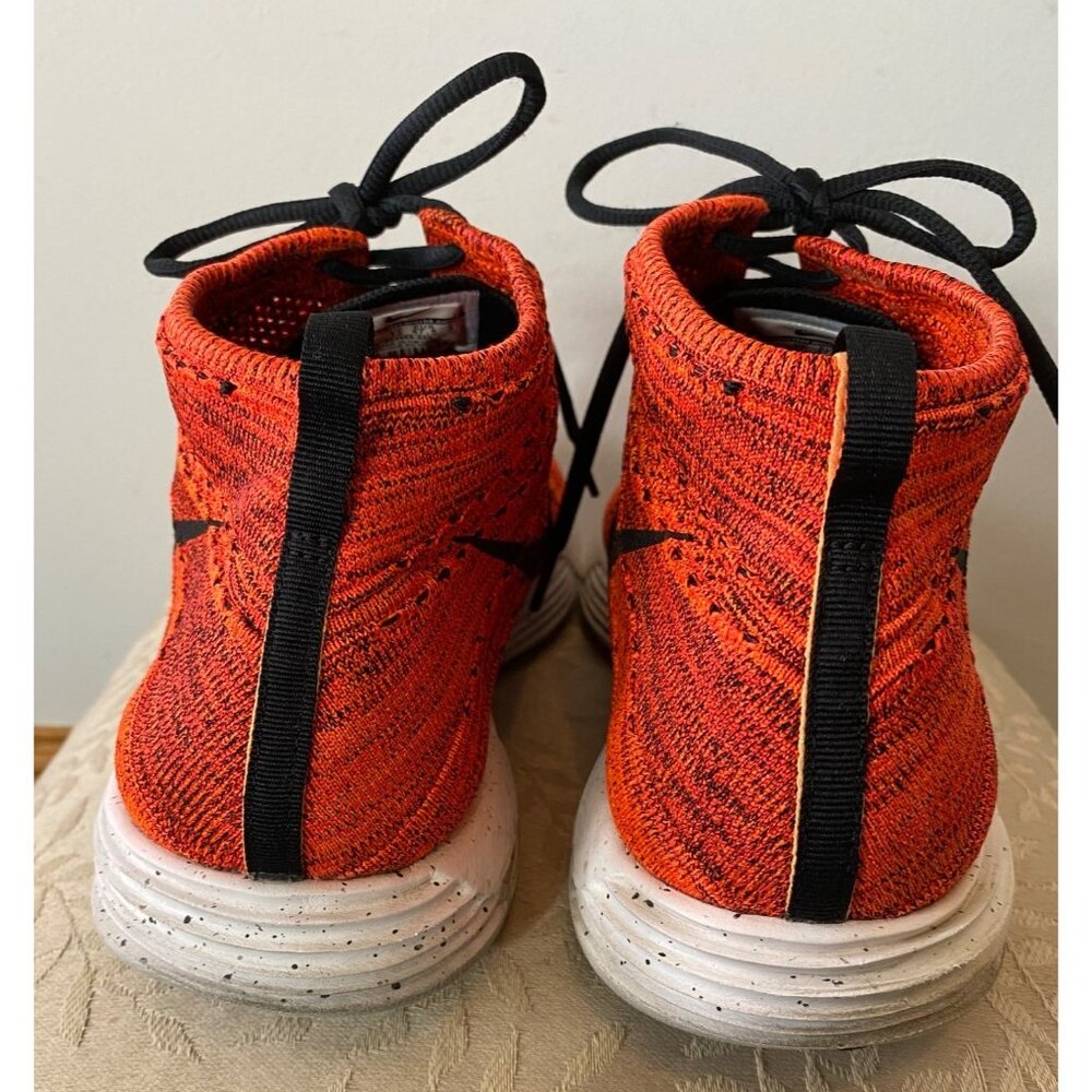 Nike Flyknit Lunar 3 High-Top Sneakers Orange/Black Mens Size 13 - Picture 5 of 10